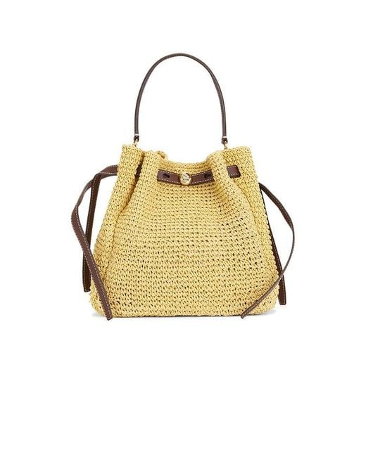 Tory Burch Metallic Romy Straw Bucket Bag