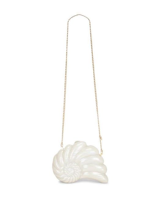 Olga Berg White Ava Pearl Shell Clutch
