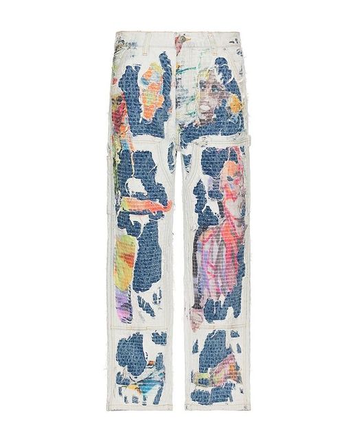 Kidsuper White Boro Stitched Double Knee Pants for men