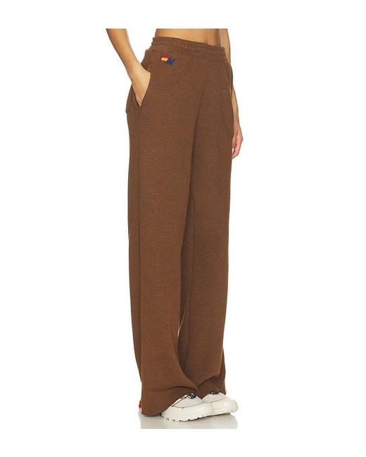 Aviator Nation Brown 5 Stripe Wide Leg Pocket Sweatpant