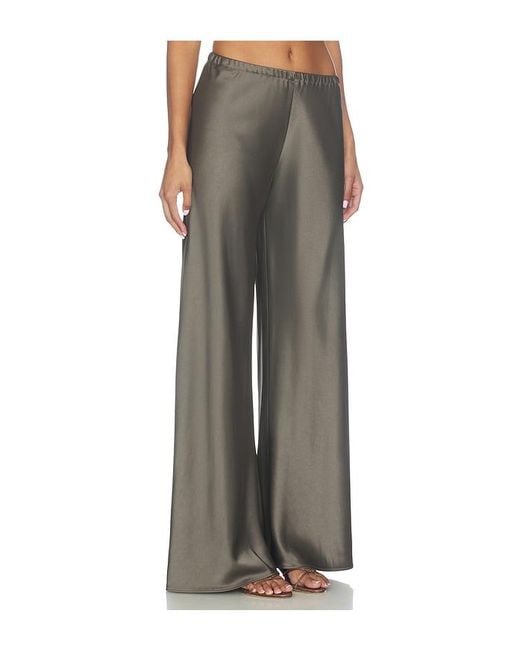 La Ligne Gray Satin Wide Leg Pant