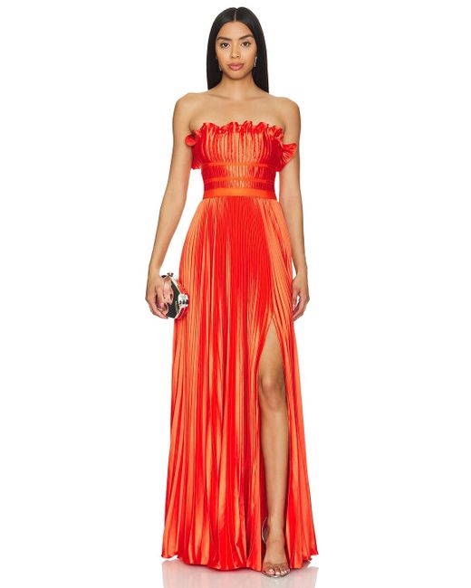 AMUR Losey Ruffle Neck Gown Red