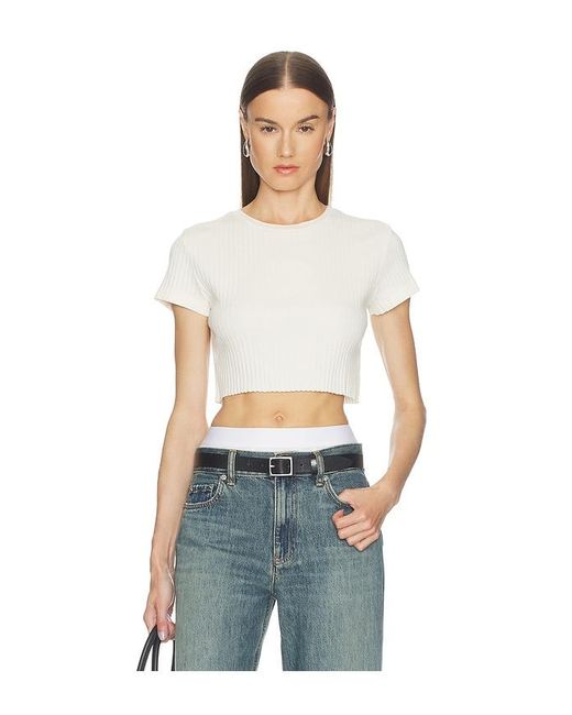 Re/done Blue Cropped 60S Slim Tee