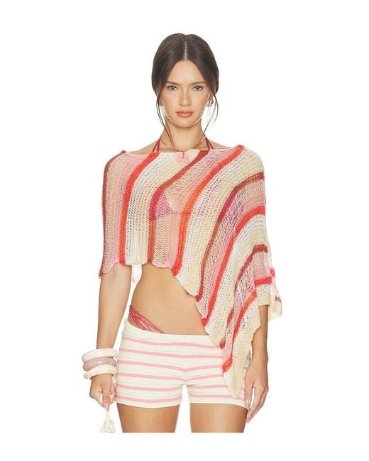 Indah Pink Gia Stripe Handknit Shawl