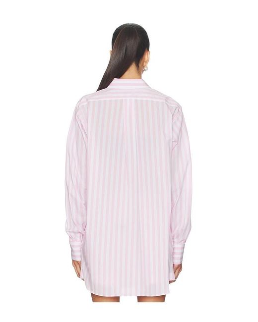 Hunza G White Cabana Stripe Embroidered Shirt