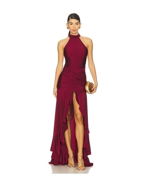 Runaway the Label Red Zelma High Neck Maxi Dress