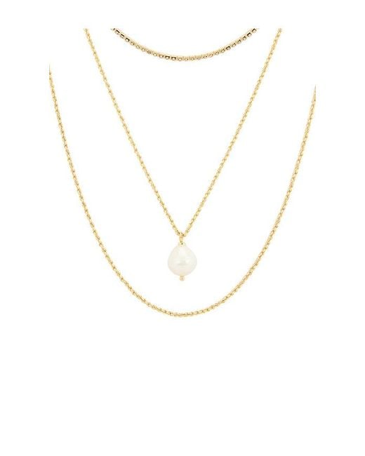Ettika White Layered Pearl Pendant Necklace