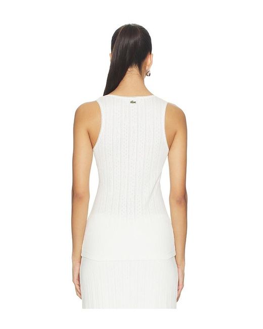 Lacoste White Pointelle Tank