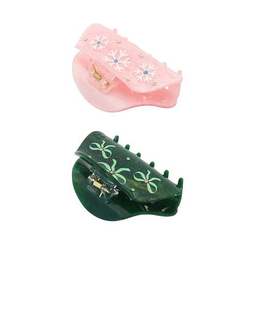 Frasier Sterling Green Winter Wonderland Crystal Claw Clip Set Of 2