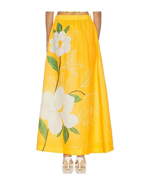 VERANDAH Yellow Magnolia Maxi Skirt