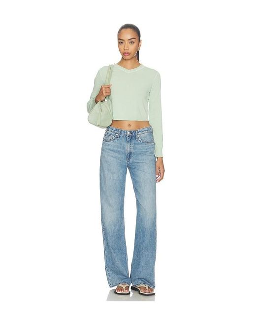 Rag & Bone Blue Featherweight Logan Wide Jeans