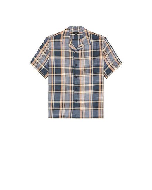 Vince Blue Prine Plaid Cotton Blend Cabana Shirt for men