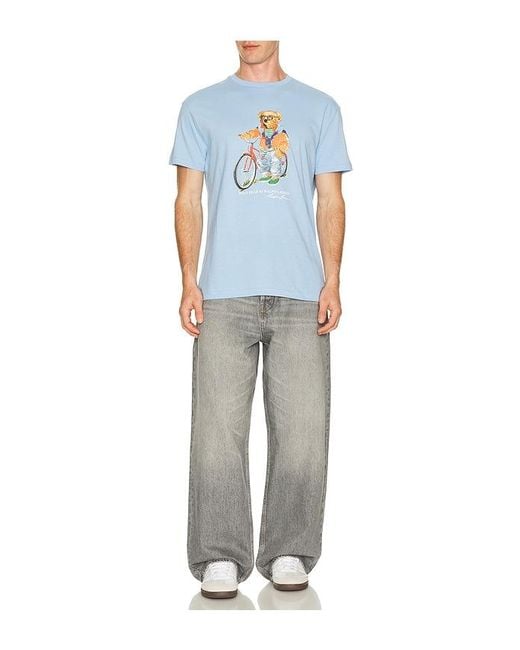 Polo Ralph Lauren Blue Short Sleeve Jersey Knit Novelty Summer Bear Tee for men