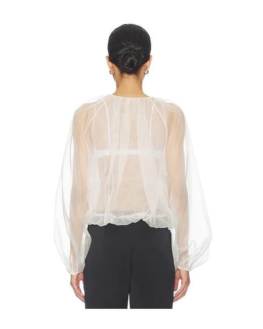 FRAME White The Sheer Balloon Blouse