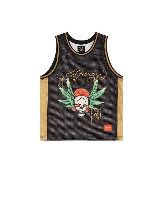 Ed Hardy Black By Appointment Only Weed Skull Jersey for men