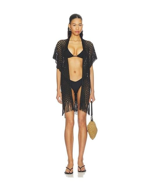Luli Fama Black Caught Up Short Caftan