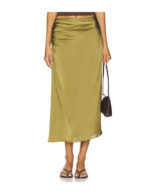 Theory Green Side Ruched Skirt