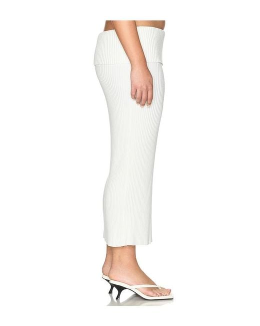 L'academie White 'Academie Jordin Foldover Rib Midi Skirt