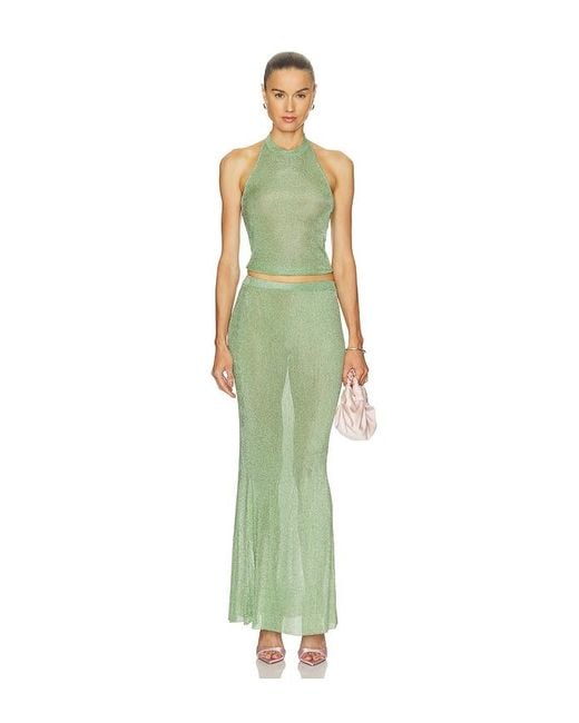 SER.O.YA Green Minnie Metallic Knit Halter Top
