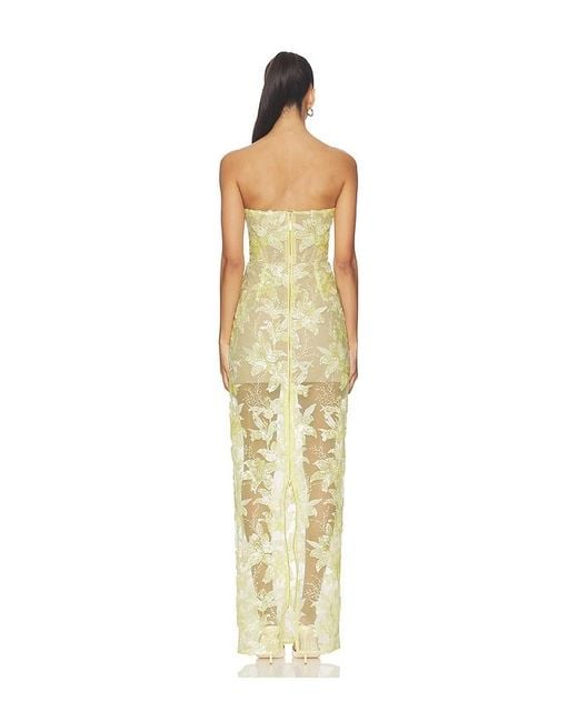 Bronx and Banco Metallic Daffodil Sequin Dahlia Strapless Maxi Dress