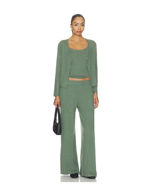 Eberjey Green Pointelle Scoop Neck Cami Top