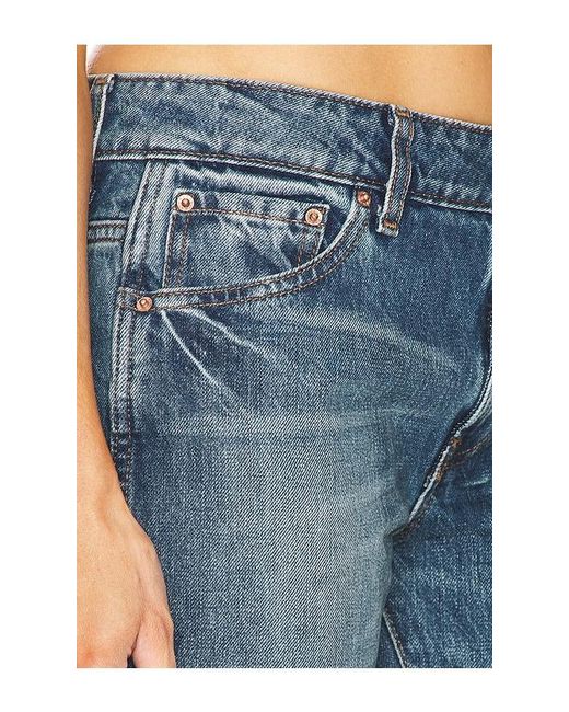 GRLFRND Blue Isabel Low Rise Straight Jeans
