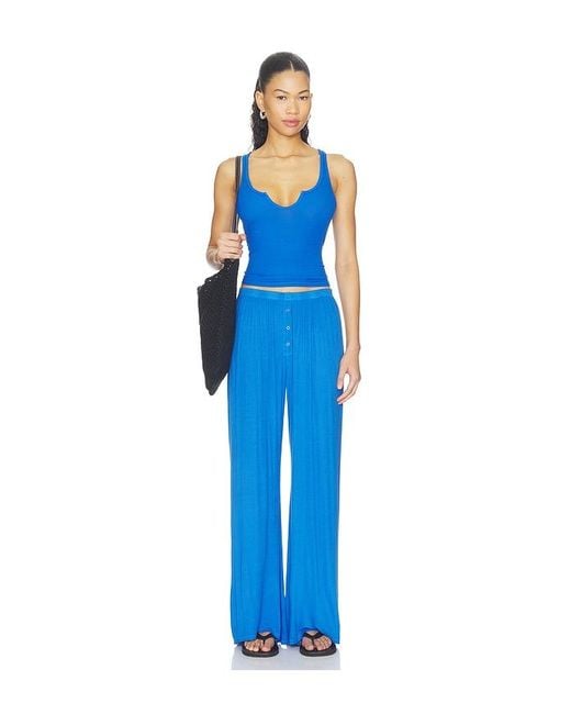 Michael Lauren Blue Laguna Wide Leg Pant With Snaps