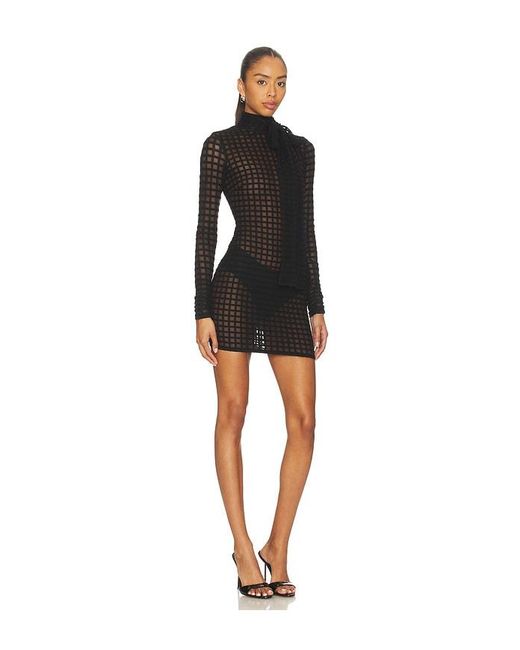 LAQUAN SMITH Black Cross Grain Dress With Pussybow Detail