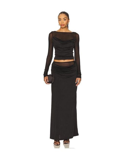 Runaway the Label Black Wilona Sleeved Cowl Top