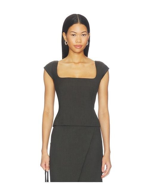 St. Agni Black Wool Cap Sleeve Top