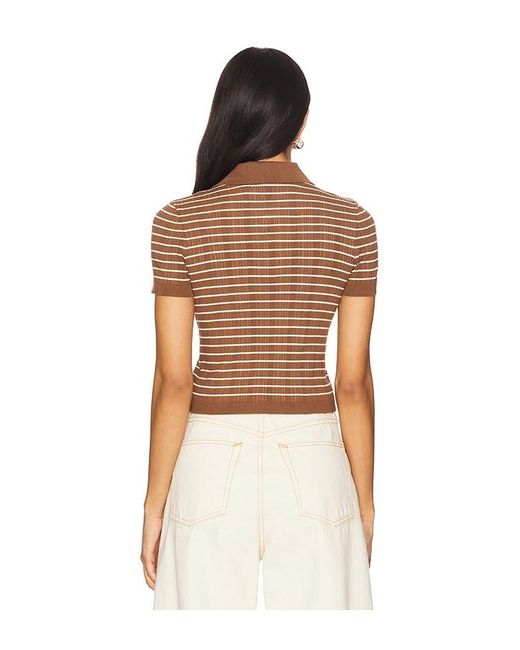 Lovers + Friends Multicolor Camelia Stripe Short Sleeve Polo