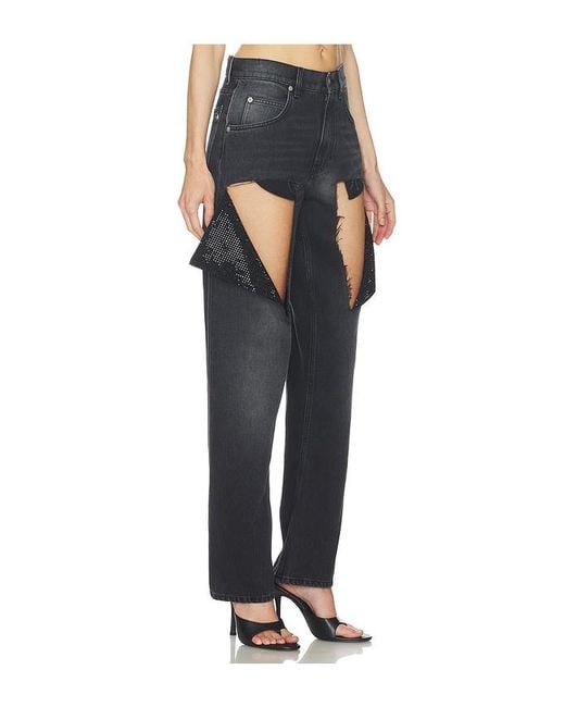 Area Black Hotfix Thigh Slash Jean