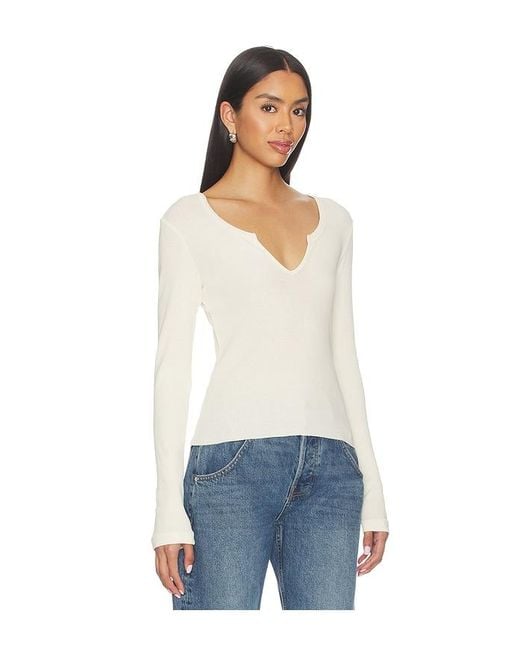 Re/done Blue V Cut Baby Long Sleeve Tee