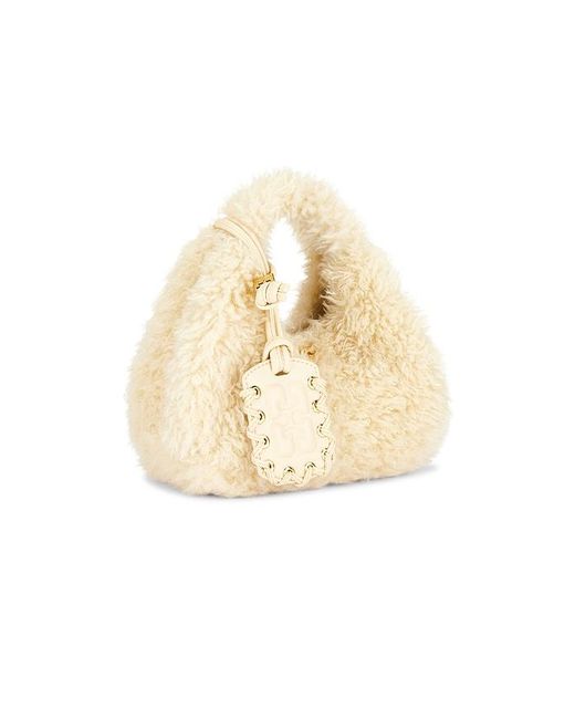 Ganni Natural Mini Fur Hobo Bag