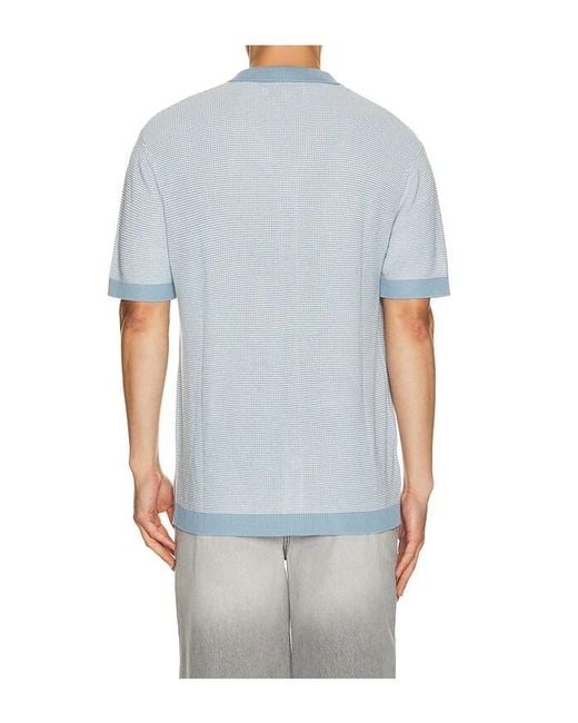 Vintage Summer Blue Sweater Knit Shirt for men