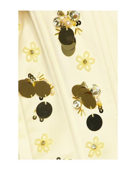 GUIZIO Yellow Embellished Satin Corset
