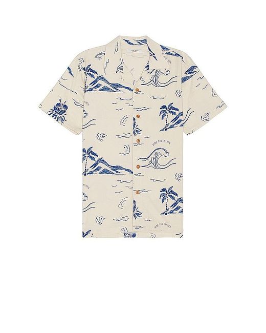 Nudie Jeans White Arvid Waves Hawaii Shirt for men