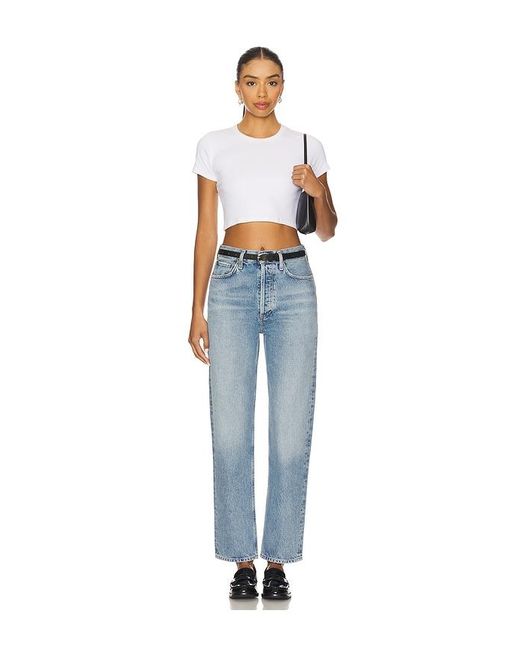 Agolde Blue 90S Pinch Waist High Rise Straight Jeans