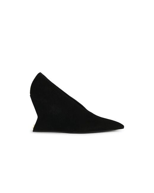 Balmain Black Suede Wedge Pump In Noir