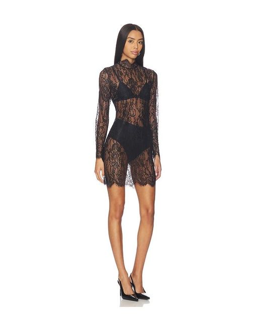 L'Agence Black Henrietta Lace Mini Dress
