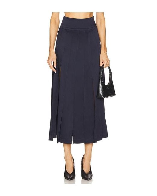 Monse Blue Panel Fringe Skirt