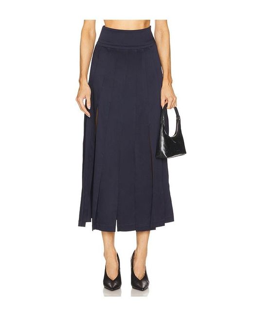 Monse Blue Panel Fringe Skirt