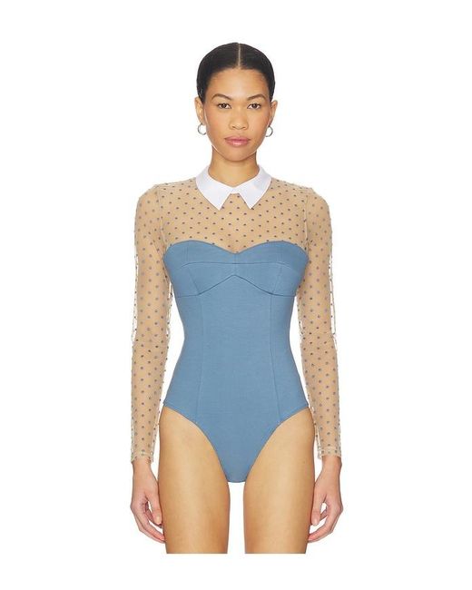 Fleur du Mal Blue Collared Bodysuit