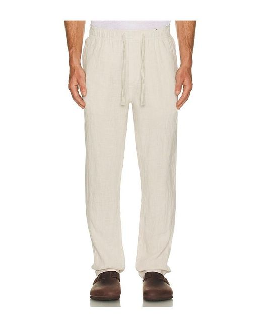 Faherty Brand White Linen Drawstring Pant for men