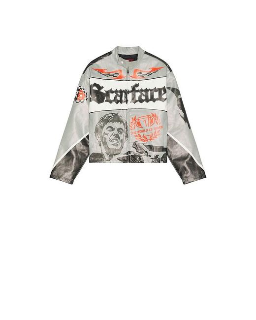 Reason Gray Scarface Moto Pu Jacket for men