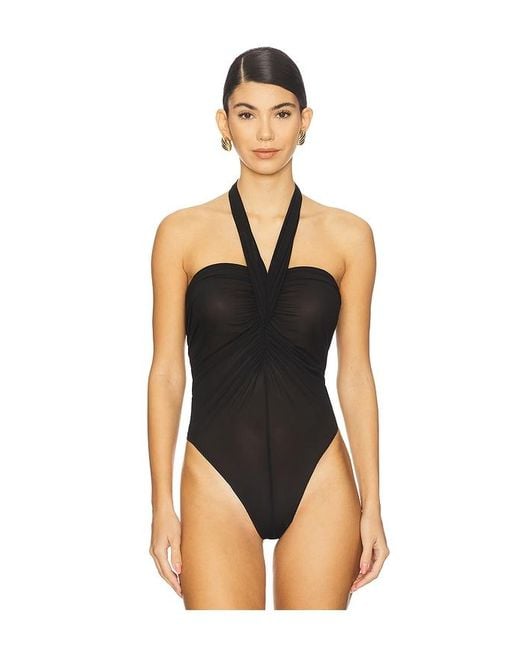 Atlein Black Strap Halter Neck Bodysuit