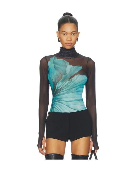 AFRM Blue Zadie Power Mesh Top