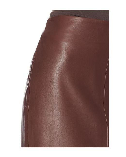 St. Agni Brown Leather Column Skirt