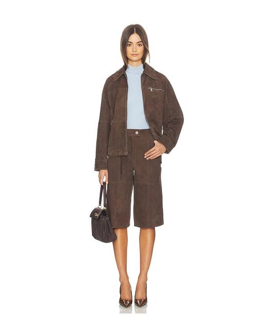 ALIGNE Brown Alex Suede Bomber Jacket
