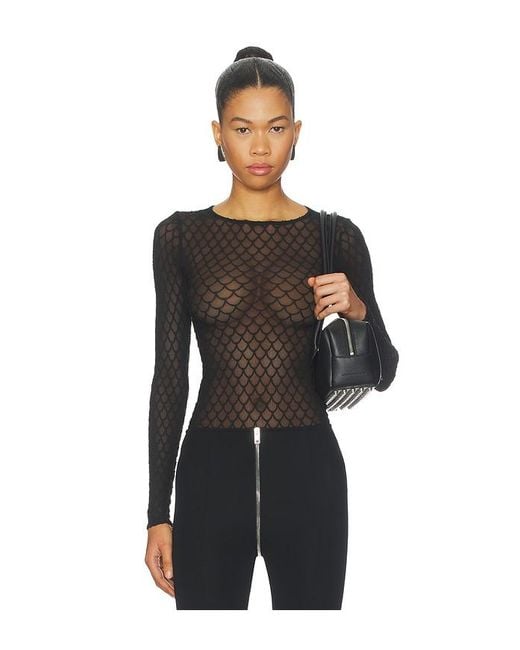 Wolford Black Velvet Net Illusion Bodysuit